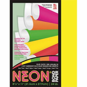 Pacon+Neon+Multipurpose+Paper+-+Yellow+-+Letter+-+8.50%26quot%3B+x+11%26quot%3B+-+24+lb+Basis+Weight+-+100+Sheets%2FPack+-+Bond+Paper+-+Neon+Yellow