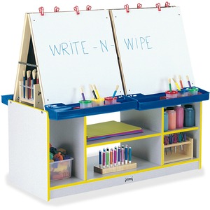 Jonti-Craft Rainbow Accents 4 Station Art Center - Freckled Gray, Yellow Stand - Floor Standing - Assembly Required - 1 Each