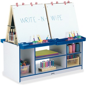 Jonti-Craft Rainbow Accents 4 Station Art Center - Freckled Gray, Blue Stand - Floor Standing - Assembly Required - 1 Each