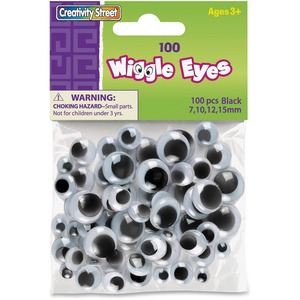 Creativity Street 100-piece Assorted Size Wiggle Eyes - Drawing, Project, Photo, Pet Rock - 100 Piece(s) - 100 / Pack - Black