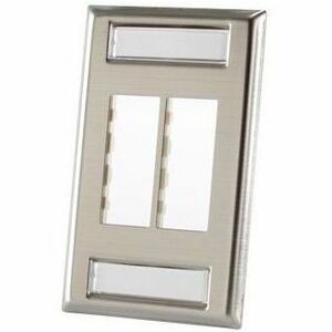 Ortronics Tracjack Stainless Steel Faceplate, Four-Port Single Gang Plate
