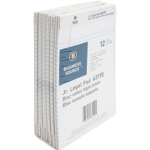 Business+Source+Writing+Pads+-+50+Sheets+-+0.28%26quot%3B+Ruled+-+16+lb+Basis+Weight+-+Jr.Legal+-+8%26quot%3B+x+5%26quot%3B+-+White+Paper+-+Micro+Perforated%2C+Easy+Tear%2C+Sturdy+Back+-+1+Dozen