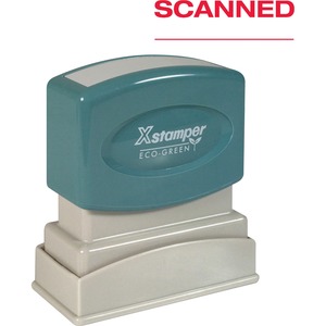 Xstamper+SCANNED+Pre-inked+Stamp+-+Message+Stamp+-+%26quot%3BSCANNED%26quot%3B+-+0.50%26quot%3B+Impression+Width+-+100000+Impression%28s%29+-+Red+-+Plastic+-+Recycled+-+1+Each