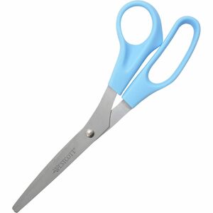 Westcott+All+Purpose+8%26quot%3B+Stainless+Steel+Straight+Scissors+-+8%26quot%3B+Overall+Length+-+Straight-left%2Fright+-+Stainless+Steel+-+Pointed+Tip+-+Blue+-+1+Each