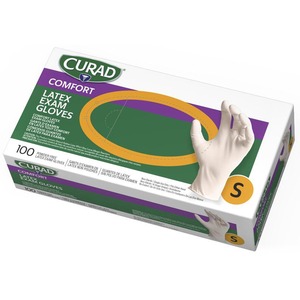 Curad+Powder+Free+Latex+Exam+Gloves+-+Small+Size+-+White+-+Textured+-+For+Healthcare+Working+-+100+%2F+Box