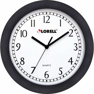 Lorell+9%26quot%3B+Round+Wall+Clock+-+Analog+-+Quartz+-+White+Main+Dial+-+Black%2FPlastic+Case