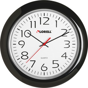 Lorell+13-1%2F4%26quot%3B+Round+Wall+Clock+-+Analog+-+Quartz+-+White+Main+Dial+-+Black%2FPlastic+Case