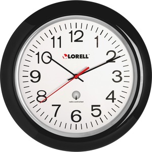 Lorell+13-1%2F4%26quot%3B+Radio-Controlled+Wall+Clock+-+Analog+-+Quartz+-+White+Main+Dial+-+Black%2FPlastic+Case