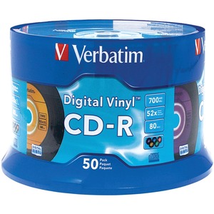 Verbatim CD-R 80min 52X with Digital Vinyl Surface - 50pk Spindle - 700MB - 50 Pack