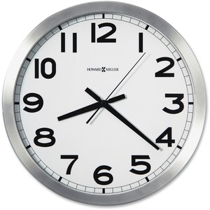 Howard Miller Spokane Wall Clock - Analog - Quartz - White Main Dial - Brushed Aluminum/Metal Case, Silver