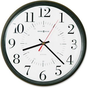 Howard Miller Alton Wall Clock - Analog - Quartz - White Main Dial - Black/Plastic Case - Satin Finish