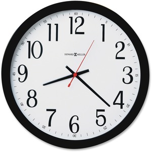 Howard Miller Gallery Wall Clock - Analog - Quartz - White Main Dial - Black/Plastic Case, Red - Black Finish