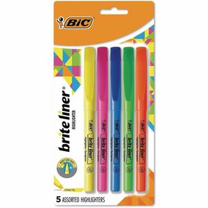 BIC+Brite+Liner+-+Chisel+Marker+Point+-+Fluorescent+Blue%2C+Fluorescent+Green%2C+Fluorescent+Orange%2C+Fluorescent+Pink%2C+Fluorescent+Yellow+Ink+-+Water+Based+-+5+%2F+Set