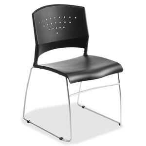 Boss Guest Chair - Black Polypropylene Seat - Polypropylene Back - Chrome Chrome Frame - Sled Base - 1 Each