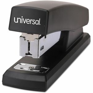Universal+Desktop+Stapler+-+Staples+Upto+20+Sheet+-+Holds+Upto+105+Staple+-+Half+Strip+-+Staple+Size%3A+0.25%26quot%3B+-+2%26quot%3B+Throat+Depth+-+0.50%26quot%3B+Crown+Width+-+Top+Loading+-+Black+-+Plastic+-+1+Each