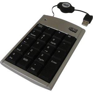 Adesso AKP-150 USB Mobile Mini Keypad - USB - 19 Keys - Silver