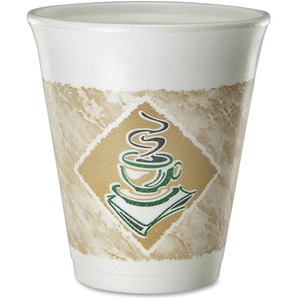 Dart 8oz Hot/Cold Foam Cups - 25 / Bag - 8 fl oz - 40 / Carton - White, Brown, Green - Foam - Hot Drink, Cold Drink