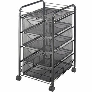 Safco Onyx Double Mesh Mobile File Cart - 2 Shelf - 4 Drawer - 4 Casters - 1.50