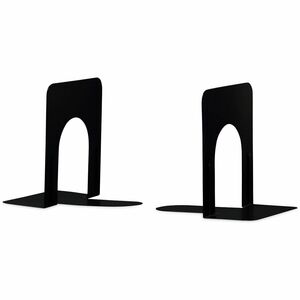 Universal+Bookend+-+5%26quot%3B+Height+x+4.75%26quot%3B+Width+x+5.25%26quot%3B+Depth+-+Non-skid+Base%2C+Rounded+Corner+-+Enamel+-+Black+-+Steel%2C+Metal+-+1+Pair