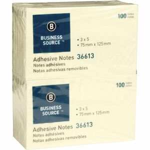 Business+Source+Yellow+Repositionable+Adhesive+Notes+-+3%26quot%3B+x+5%26quot%3B+-+Rectangle+-+Yellow+-+Repositionable%2C+Solvent-free+Adhesive+-+12+%2F+Pack