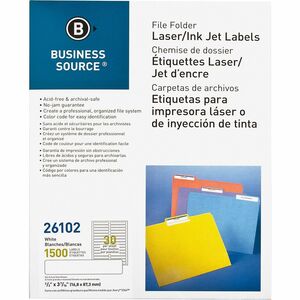 Business+Source+Laser%2FInkjet+File+Folder+Labels+-+21%2F32%26quot%3B+Width+x+3+7%2F16%26quot%3B+Length+-+Permanent+Adhesive+-+Rectangle+-+Laser%2C+Inkjet+-+White+-+Paper+-+30+%2F+Sheet+-+1500+%2F+Pack+-+Jam-free%2C+Lignin-free%2C+Self-adhesive