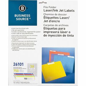 Business+Source+Laser%2FInkjet+File+Folder+Labels+-+21%2F32%26quot%3B+Width+x+3+7%2F16%26quot%3B+Length+-+Permanent+Adhesive+-+Rectangle+-+Laser%2C+Inkjet+-+Assorted+-+30+%2F+Sheet+-+750+%2F+Pack+-+Jam-free%2C+Lignin-free%2C+Self-adhesive