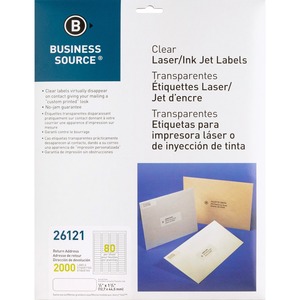 Business+Source+Clear+Return+Address+Laser+Labels+-+1%2F2%26quot%3B+Height+x+1+3%2F4%26quot%3B+Width+-+Permanent+Adhesive+-+Rectangle+-+Laser+-+Clear+-+80+%2F+Sheet+-+Self-adhesive+-+2000+%2F+Pack