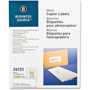Business+Source+Bright+White+Copier+Labels+-+1%26quot%3B+Width+x+2+3%2F4%26quot%3B+Length+-+Rectangle+-+White+-+33+%2F+Sheet+-+3300+%2F+Pack+-+Lignin-free%2C+Jam-free