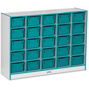 Jonti-Craft+Rainbow+Accents+Cubbie-trays+Storage+Unit+-+25+Compartment%28s%29+-+35.50%26quot%3B+Height+x+48%26quot%3B+Width+x+15%26quot%3B+Depth+-+Laminated+-+Teal+-+Rubber+-+1+Each