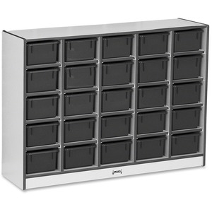 Jonti-Craft+Rainbow+Accents+Cubbie-trays+Storage+Unit+-+25+Compartment%28s%29+-+35.50%26quot%3B+Height+x+48%26quot%3B+Width+x+15%26quot%3B+Depth+-+Laminated%2C+Durable+-+Black+-+Rubber+-+1+Each