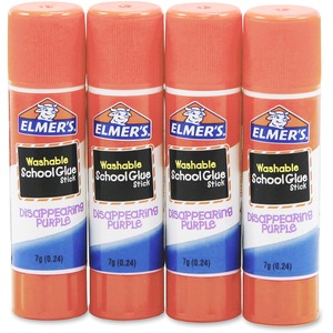 Elmer's Washable Nontoxic Glue Sticks - 0.24 oz - 4 / Pack - Purple