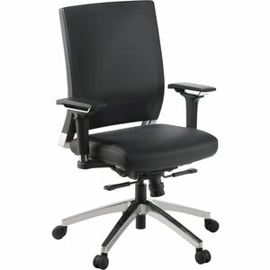 Lorell+Heavy-duty+Full-Function+Executive+Office+Chair+-+Black+Leather+Seat+-+5-star+Base+-+Black+-+1+Each