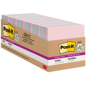 Post-it%C2%AE+Super+Sticky+Notes+Cabinet+Pack+-+Wanderlust+Pastels+Color+Collection+-+1680+-+3%26quot%3B+x+3%26quot%3B+-+Square+-+70+Sheets+per+Pad+-+Unruled+-+Pink+Salt%2C+Positively+Pink%2C+Orchid+Frost%2C+Fresh+Mint+-+Paper+-+Repositionable+-+24+%2F+Pack+-+Recycled