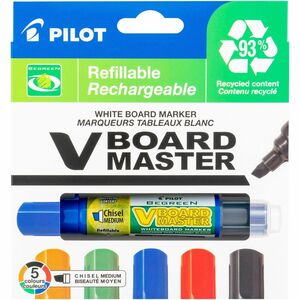 Pilot+BeGreen+Refillable+VBoard+Dry-erase+Marker+-+Broad+Chisel+Marker+Point+-+Refillable+-+Orange%2C+Green%2C+Blue%2C+Black%2C+Red+Ink+-+5+%2F+Pack