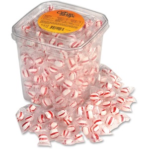 Office Snax Peppermint Puff Candy Tub - Peppermint - Resealable Container, Individually Wrapped, Breath Freshening - 2.75 lb - 1 Each Per Canister