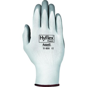 HyFlex Health Hyflex Gloves - Medium Size - Nitrile, Nylon - Gray, White - Abrasion Resistant - For Healthcare Working - 2 / Pair