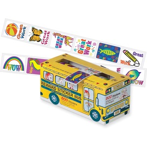 Pacon Self-adhesive School Bus Rewards Stickers - Assorted Shape - Self-adhesive - 1