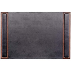 Dacasso+Walnut+%26+Leather+Side-Rail+Desk+Pad+-+Rectangular+-+25.5%26quot%3B+Width+x+17.25000%26quot%3B+Depth+-+Felt+Black+Backing+-+Leather+-+Walnut