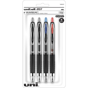 uniball%26trade%3B+207+Gel+Pen+-+Medium+Pen+Point+-+0.7+mm+Pen+Point+Size+-+Refillable+-+Retractable+-+Assorted+Gel-based+Ink+-+4+%2F+Pack