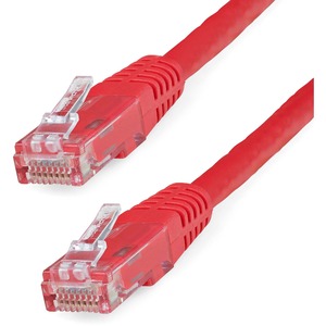 StarTech.com 25ft CAT6 Ethernet Cable - Red Molded Gigabit CAT 6 Wire - 100W PoE RJ45 UTP 650MHz - Category 6 Network Patch Cord UL/TIA - 25ft Red CAT6 Ethernet cable delivers Multi Gigabit 1/2.5/5Gbps & 10Gbps up to 160ft - 650MHz - Fluke tested to ANSI/