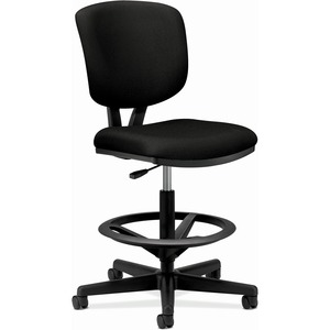 HON Volt Task Stool | Extended Height, Footring | Black Fabric - Black Fabric, Polyester, Wood Seat - Black Fabric, Polyester Back - Black Frame - 5-star Base - 1 Unit