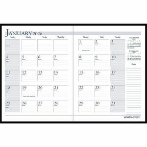 House+of+Doolittle+Compact+Economy+Monthly+Planner+-+Julian+Dates+-+Monthly+-+14+Month+-+December+2025+to+January+2027+-+1+Month+Double+Page+Layout+-+10%26quot%3B+x+7%26quot%3B+Block+-+Sewn+-+Black+-+Leatherette+-+Black+Cover+-+Notes+Area+-+1+Each