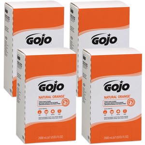 Gojo® Natural Orange Pumice Hand Cleaner Refill - Orange Citrus Scent - 67.6 fl oz (2 L) - Dirt Remover, Grease Remover, Soilage Remover - Hand - Gray - 4 / Carton