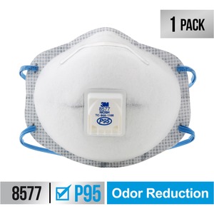 3M+Advanced+Filter+Relief+Respirator+-+Particulate%2C+Odor+Protection+-+White+-+Adjustable+Nose+Clip%2C+Braided+Headband%2C+Exhalation+Valve+-+1+%2F+Pack