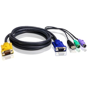 ATEN Combo kVM Cable - 10 ft KVM Cable - First End: 1 x 15-pin HD-15 - Male - Second End: 