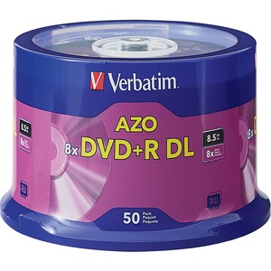 Verbatim DVD Recordable Media - DVD+R DL - 8x - 8.50 GB - 50 Pack Spindle - 120mm - 4 Hour