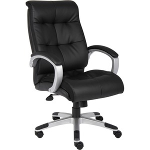 Lorell+Classic+Executive+Office+Chair+-+Black+Leather+Seat+-+5-star+Base+-+Black+-+1+Each