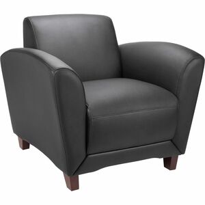Lorell+Accession+Club+Chair+-+Black+Leather+Seat+-+Black+Leather+Back+-+Four-legged+Base+-+1+Each