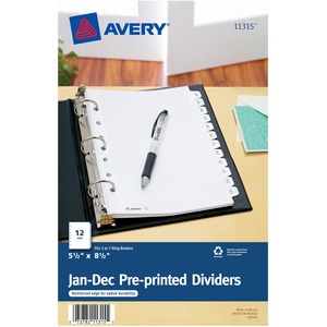 Avery® Monthly Preprinted Tab Dividers - 12 x Divider(s) - Jan-Dec - 12 Tab(s)/Set - 5.5
