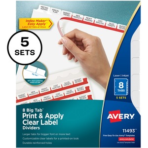 Avery® Big Tab Index Maker Index Divider - 40 x Divider(s) - Print-on Tab(s) - 8 - 8 Tab(s)/Set - 8.5
